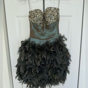 Jovani Strapless Sequin Feather Prom/Formal Dress